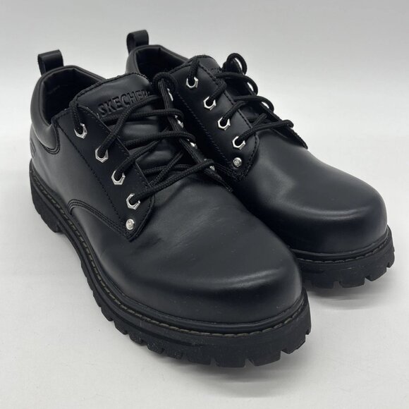 Skechers Alley Cat Leather Oxford Comfort Shoes Mens Size 10.5 US Black SN7111EW - Picture 6 of 15